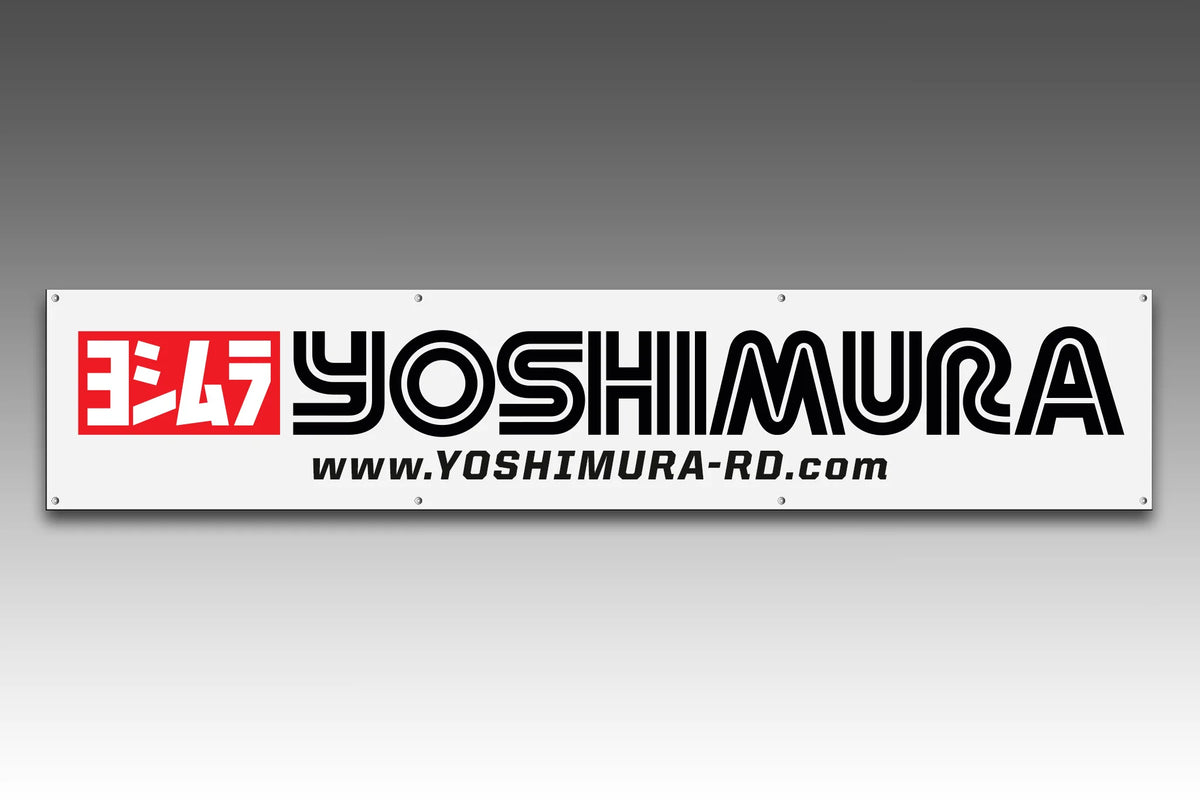 Yoshimura Banner Logo White 2 Ft X 10 Ft