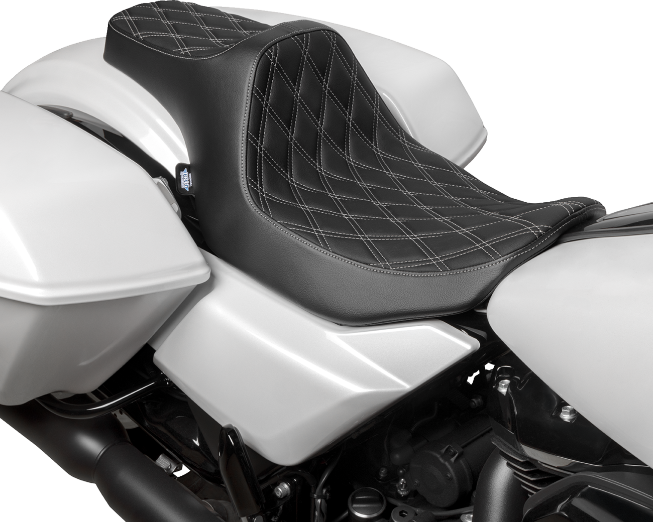 Drag Specialties Seats Predator III Seat - Double Diamond - Silver Stitched - FLT/FLH '23-'24