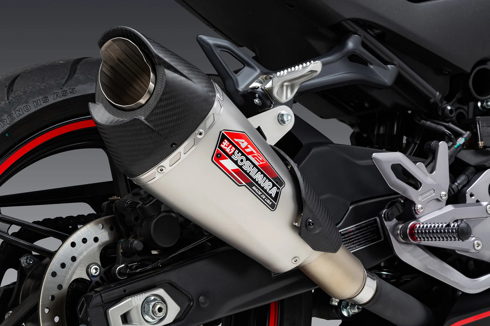 Yoshimura 450SS 23-26 / 450NK 24-26 AT2 Stainless Slip-On Exhaust, W/ Stainless Muffler