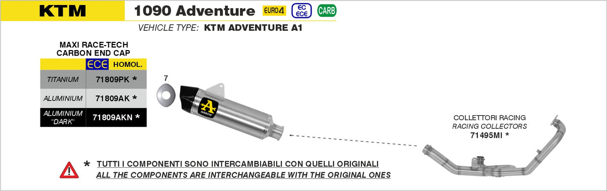 Arrow 71809AK Maxi Race-Tech Aluminium Slip On With Carbon End Cap