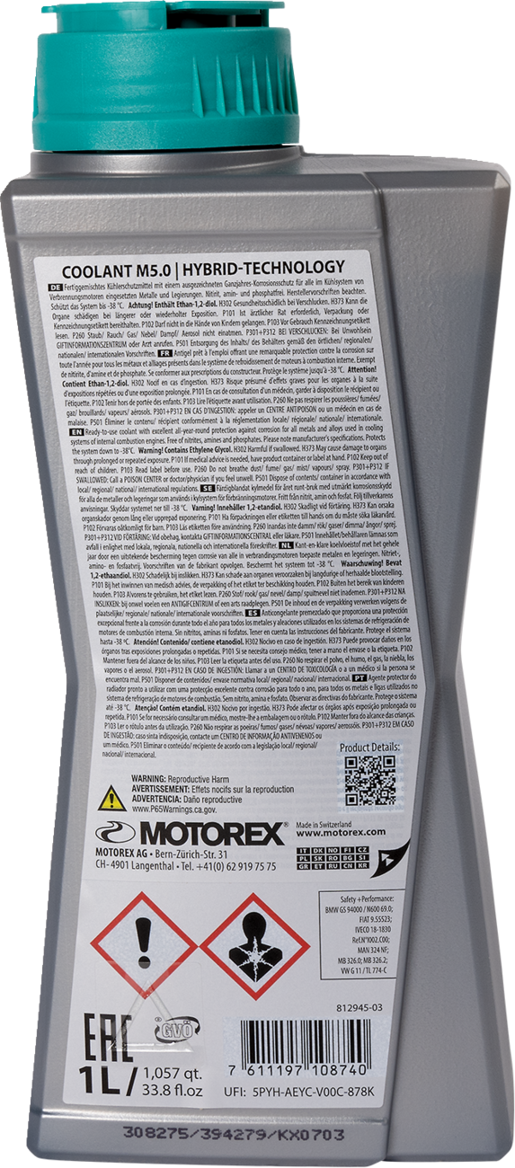Motorex Ready-To-Use M5.0 Coolant - 1 Liter