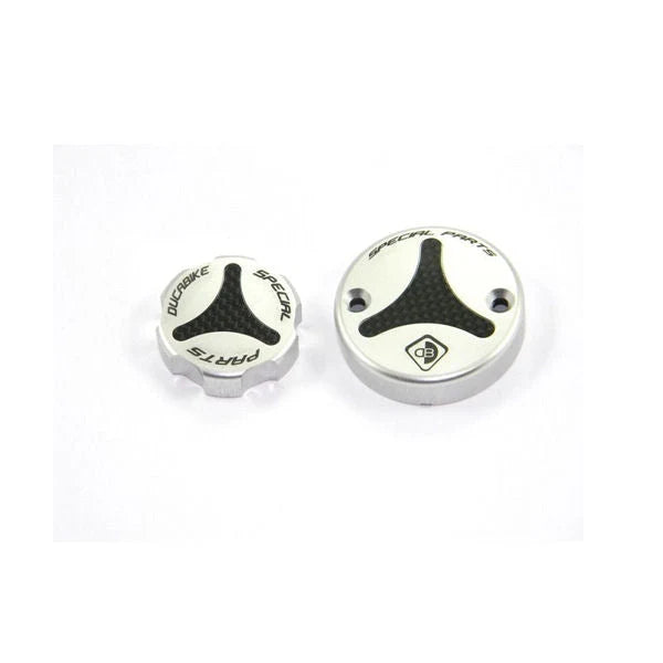 Ducabike DBK Carbon Front Brake And Clutch Fluid Reservoir Cap Set For Panigale V4 V4S V4R - Silver