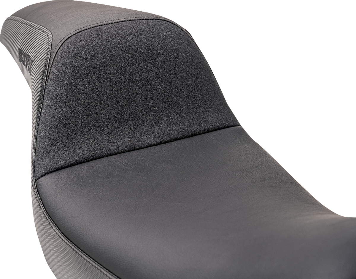 Slyfox Drifter Seat - Black Logo - Black Vinyl W/ Slipstop - Carbon Fiber - Dyna '96-'03