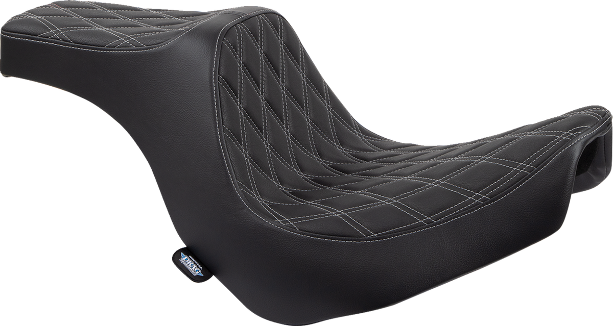 Drag Specialties Seats Predator III 2-Up Seat - Vinyl - Double Diamond - Silver Stitching - FL/FX '18-'24
