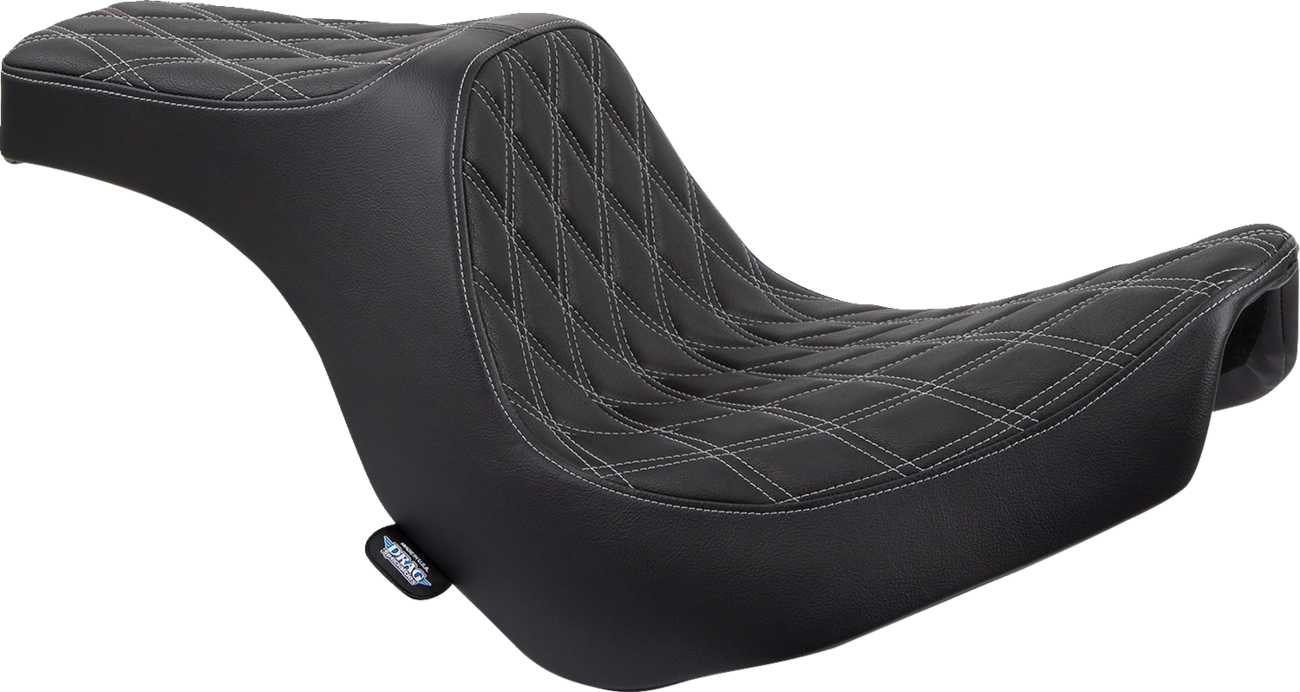 Drag Specialties Seats Predator III 2-Up Seat - Vinyl - Double Diamond - Silver Stitching - FL/FX '18-'24