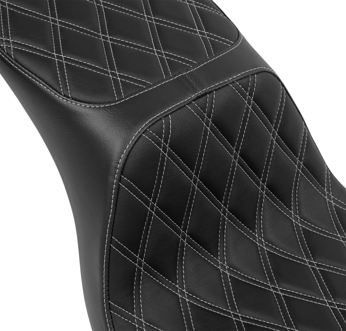 Drag Specialties Seats Predator 2-Up Seat - Vinyl - Double Diamond - Silver Stitching - FLSB/FXLRS '18-'24