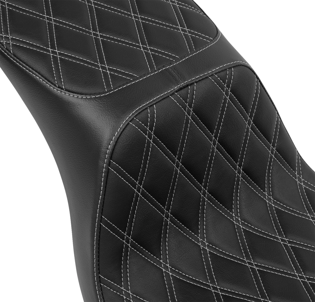 Drag Specialties Seats Predator 2-Up Seat - Vinyl - Double Diamond - Silver Stitching - FLSB/FXLRS '18-'24