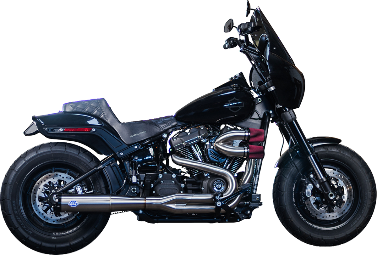 S&amp;S Cycle 2-Into-1 Superstreet Exhaust System - Brushed Stainless Steel
