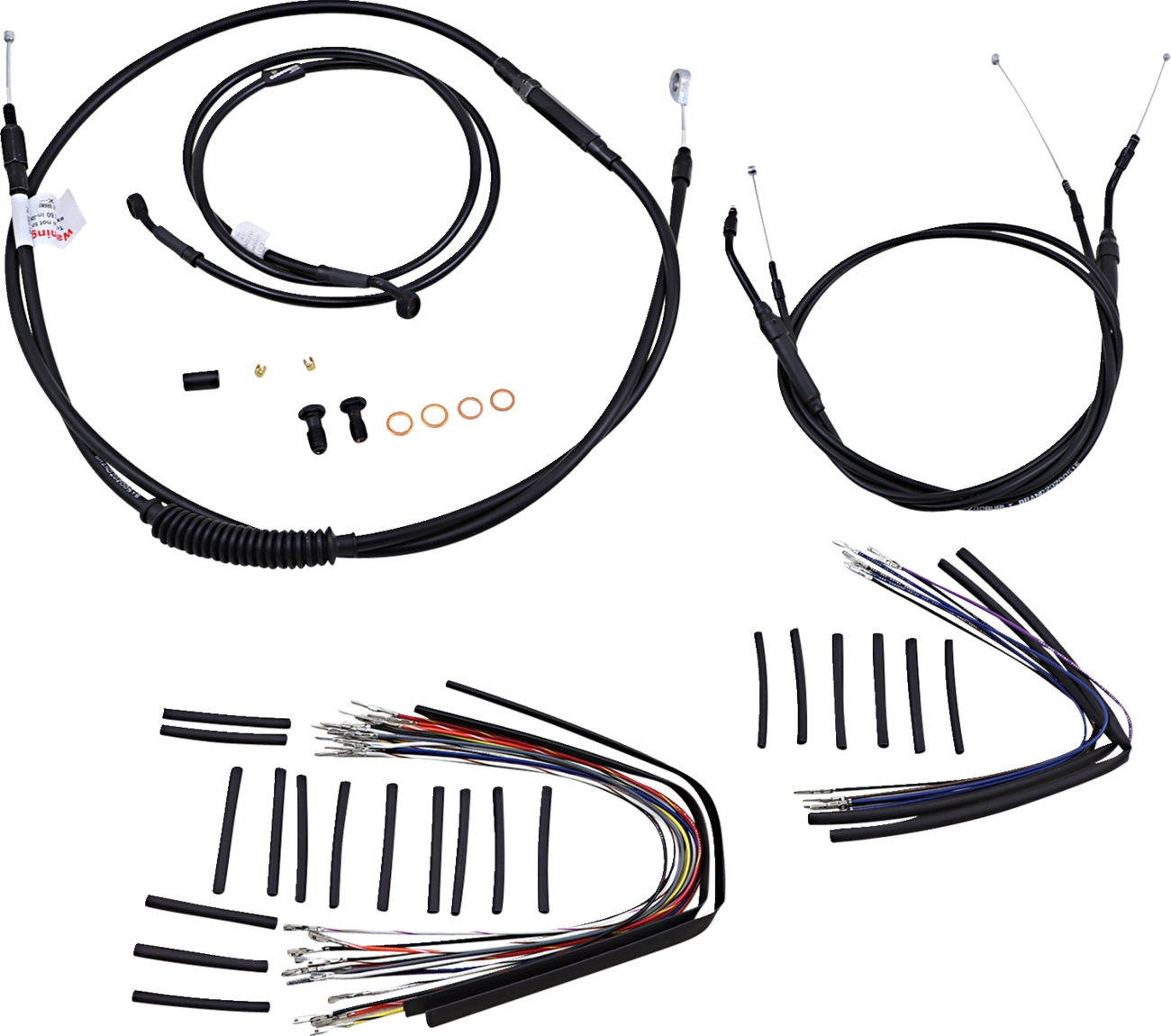 Burly Brand Complete Black Vinyl Handlebar Cable/Line Kit For Ape Hangers - 14" - '07-'11 FXD