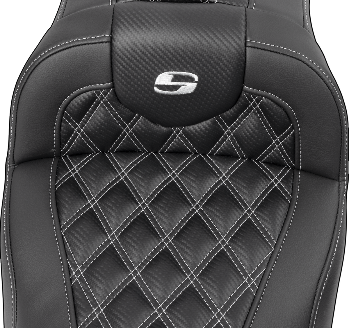 Saddlemen RoadSofa™ Seat - With Backrest - Carbon Fiber - Lattice Stitch - Silver Stitch - FLTR/FLHX '23-'24