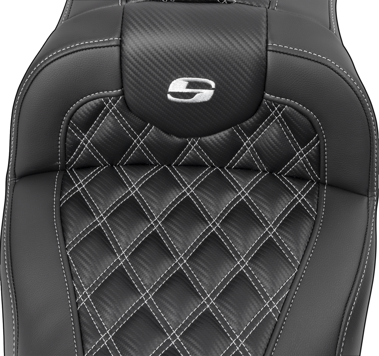 Saddlemen RoadSofa™ Seat - With Backrest - Carbon Fiber - Lattice Stitch - Silver Stitch - FLTR/FLHX '23-'24