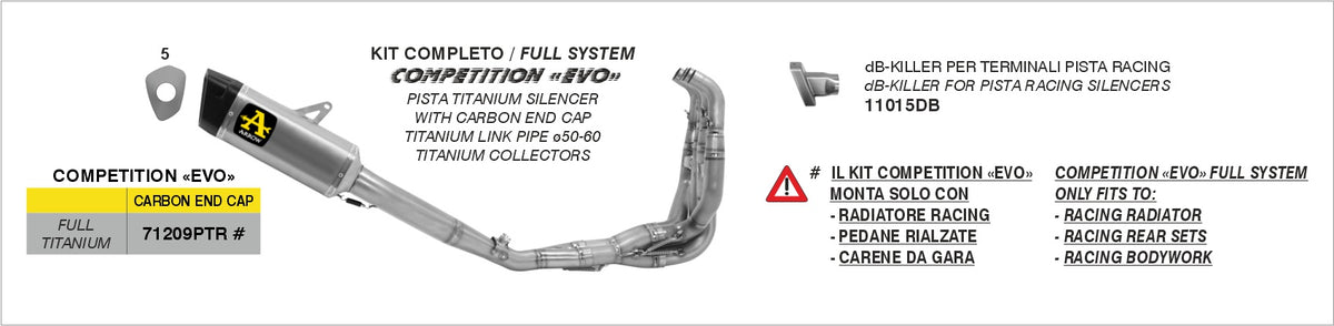 Arrow 71792MI Titanium Link Pipe Track Day For Competition Full System