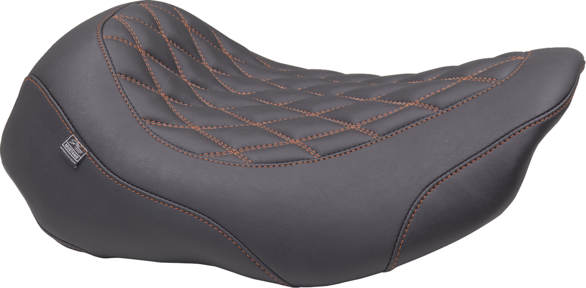 Mustang Wide Tripper™ Seat - Solo - Mandarin Orange Stitching - FLT/FLH '23-'25