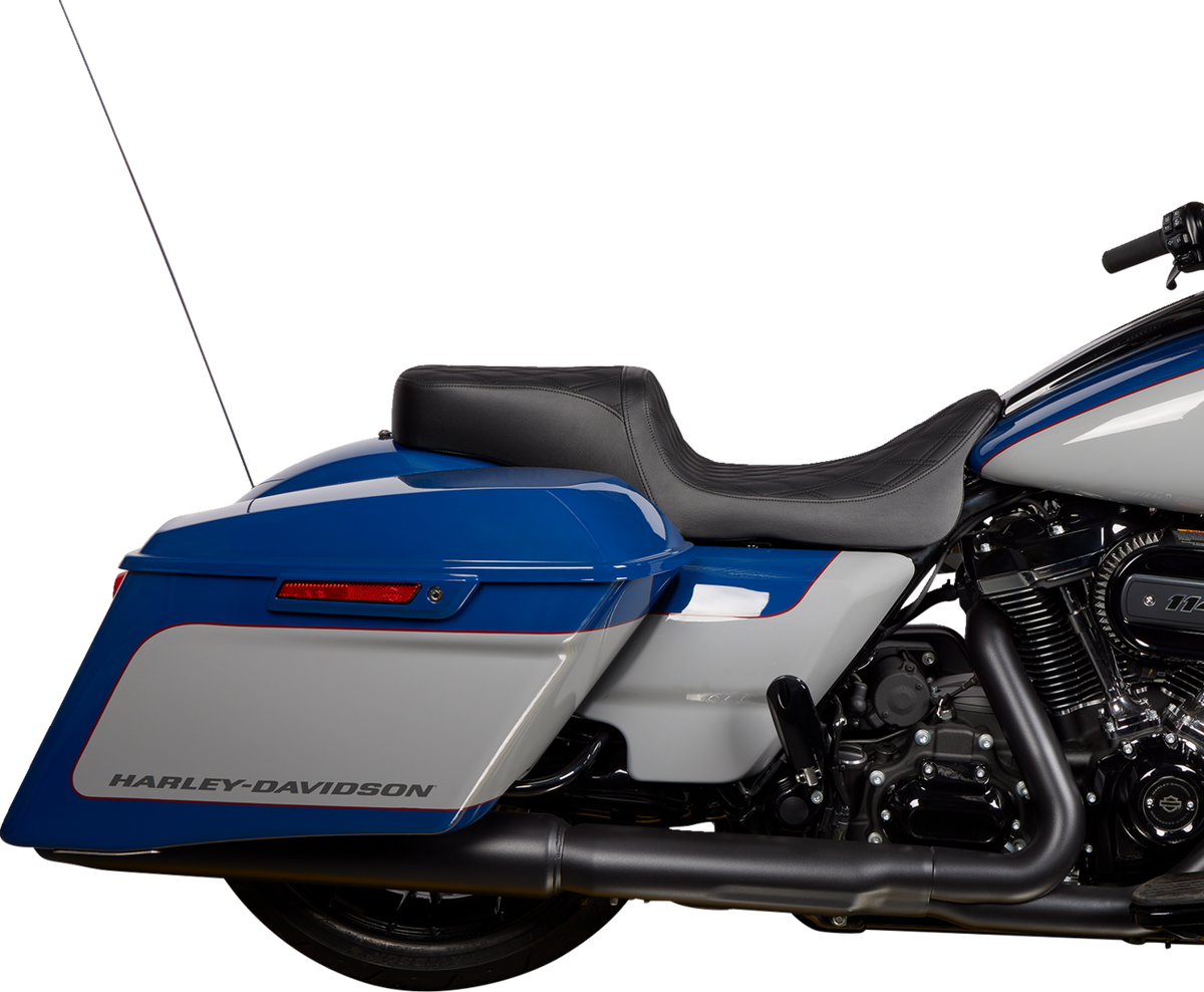 Drag Specialties Seats Predator 2-Up Seat - Vinyl - Double Diamond Black Stitch - W/O Backrest - FL '08-'23