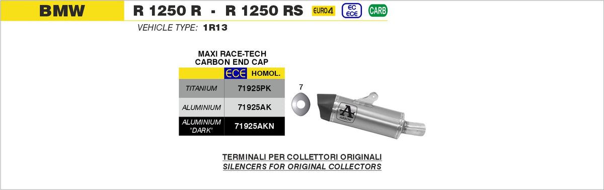 Arrow 71925AK Maxi Race-Tech Aluminium Slip On With Carbon End Cap