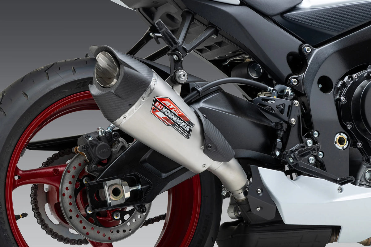 Yoshimura GSX-R600/750 2011-26 AT2 Stainless Slip-On Exhaust, W/ Stainless Muffler