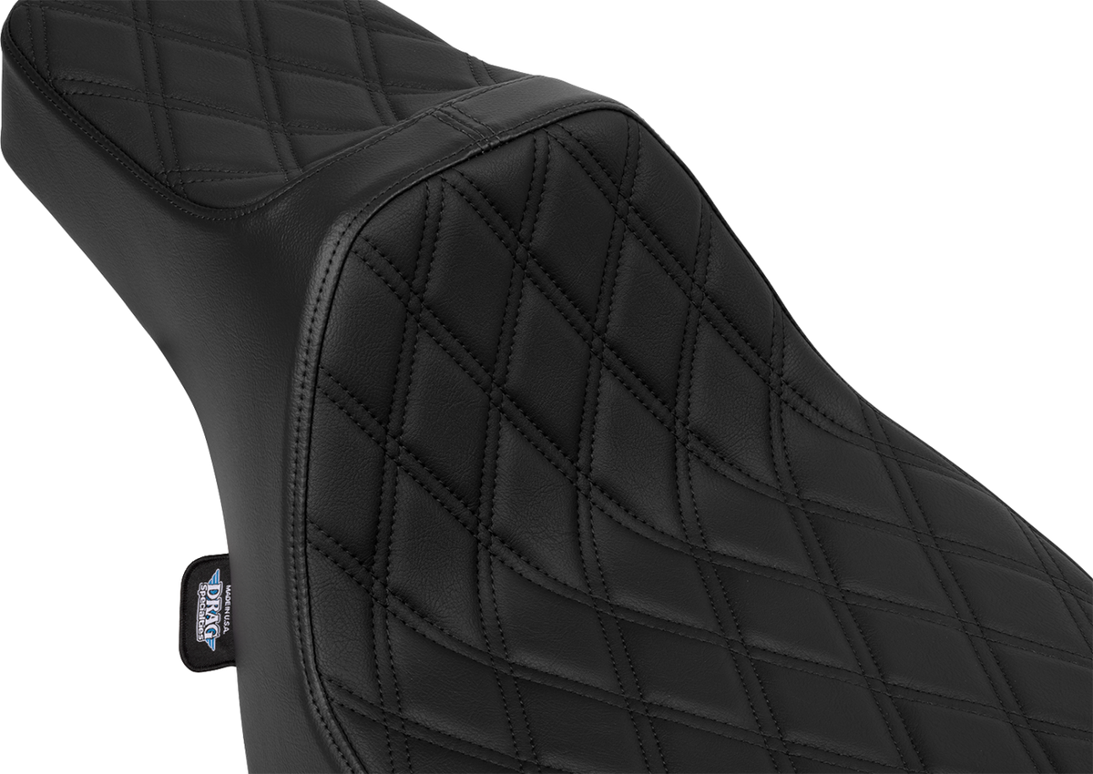 Drag Specialties Seats Extended Reach Predator III Seat - Vinyl - Black Double Diamond Stitch - FLH/FLT '23-'25