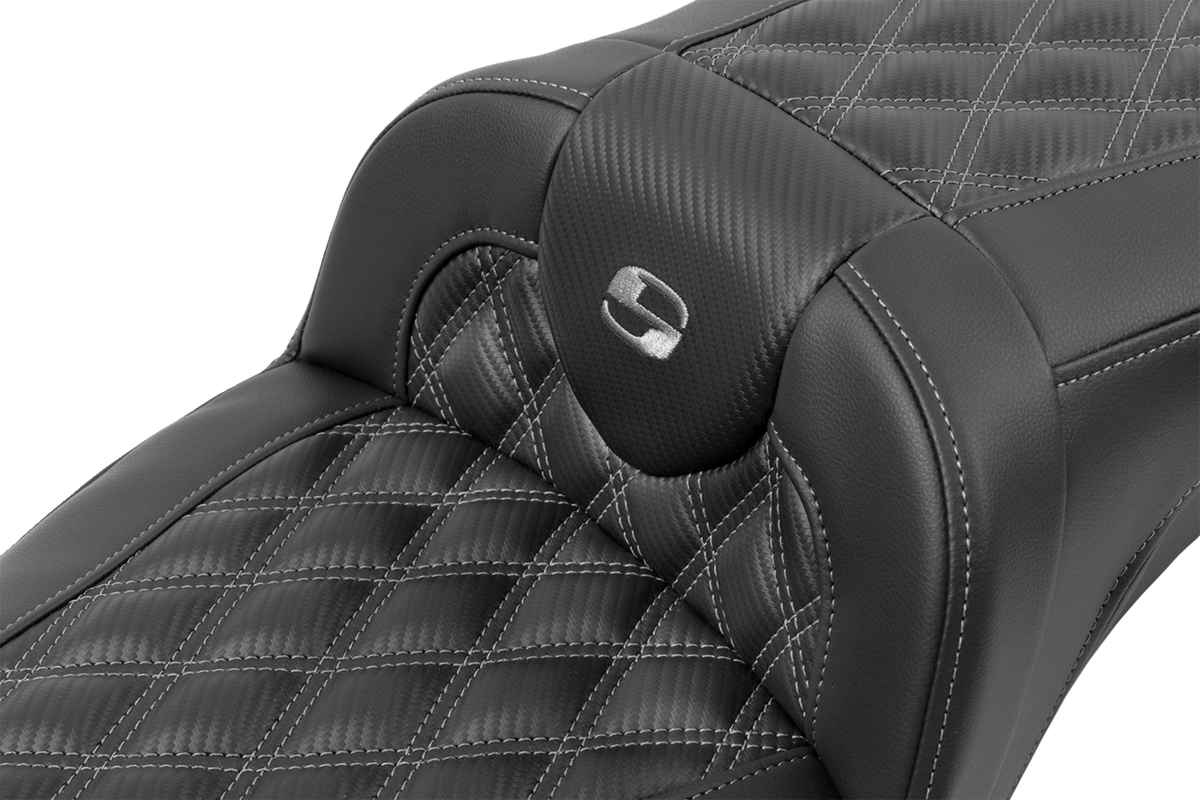 Saddlemen Roadsofa™ Extended Reach Seat - Without Backrest - Lattice Stitch - Dark Gray Stitch - FL/FX '23-'24