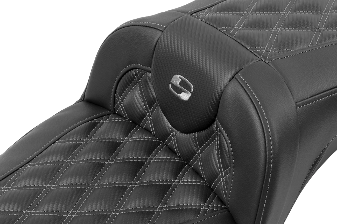 Saddlemen Roadsofa™ Extended Reach Seat - Without Backrest - Lattice Stitch - Dark Gray Stitch - FL/FX '23-'24