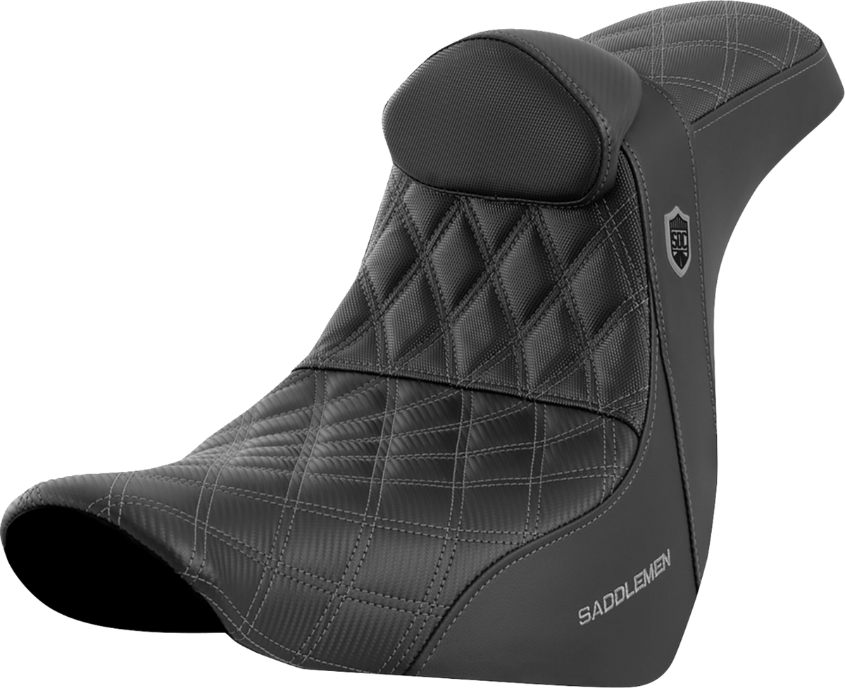 Saddlemen Pro Series SDC Performance Seat - W/ Backrest - Gray Stitch - FL/FX '18-'23