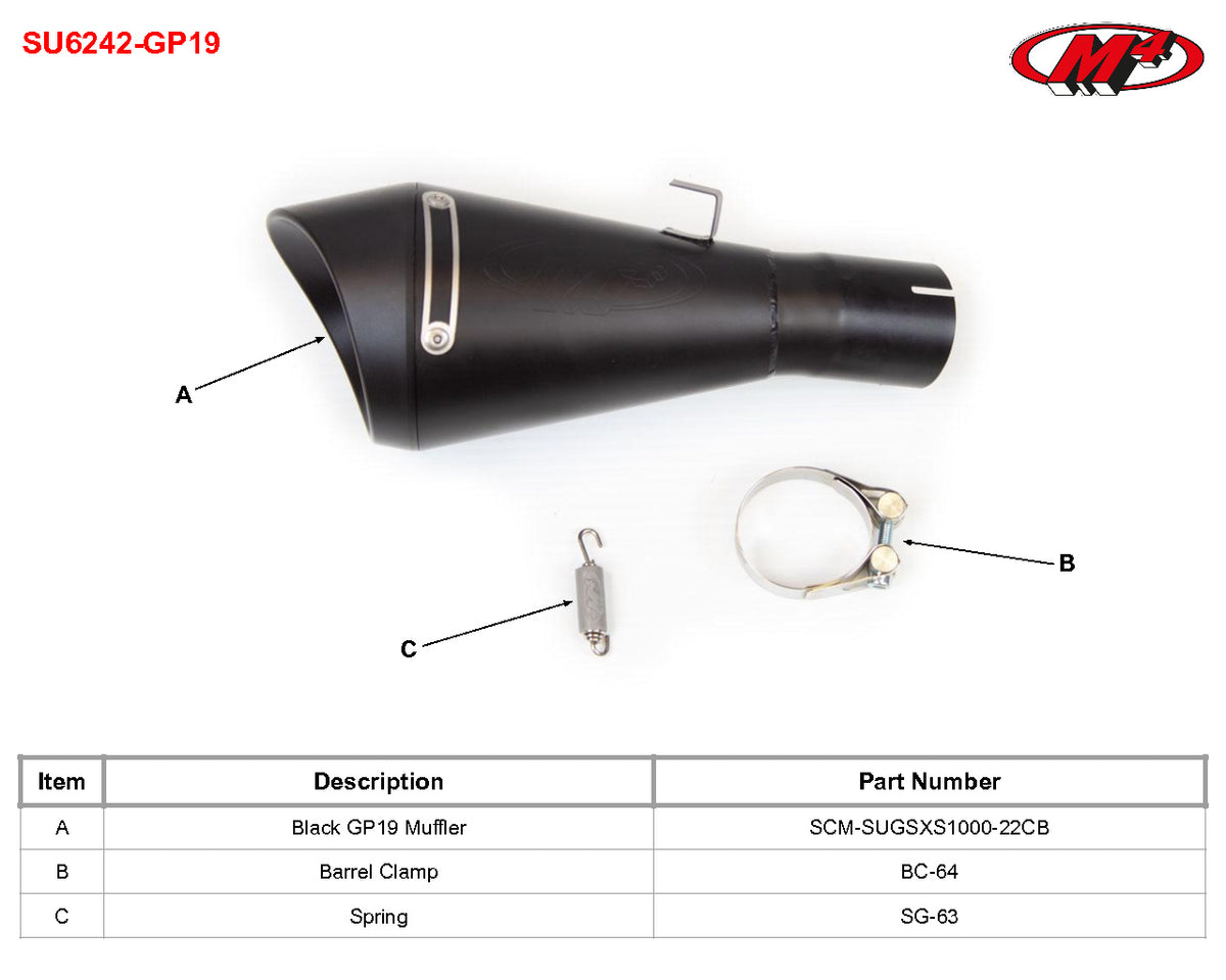 M4 Exhaust SU6242-GP19 Component Key