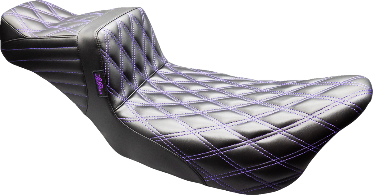 Le Pera Tailwhip Daddy Long Legs Seat - Black - Purple Double Diamond Stitch - FLT/FLH '08-'23