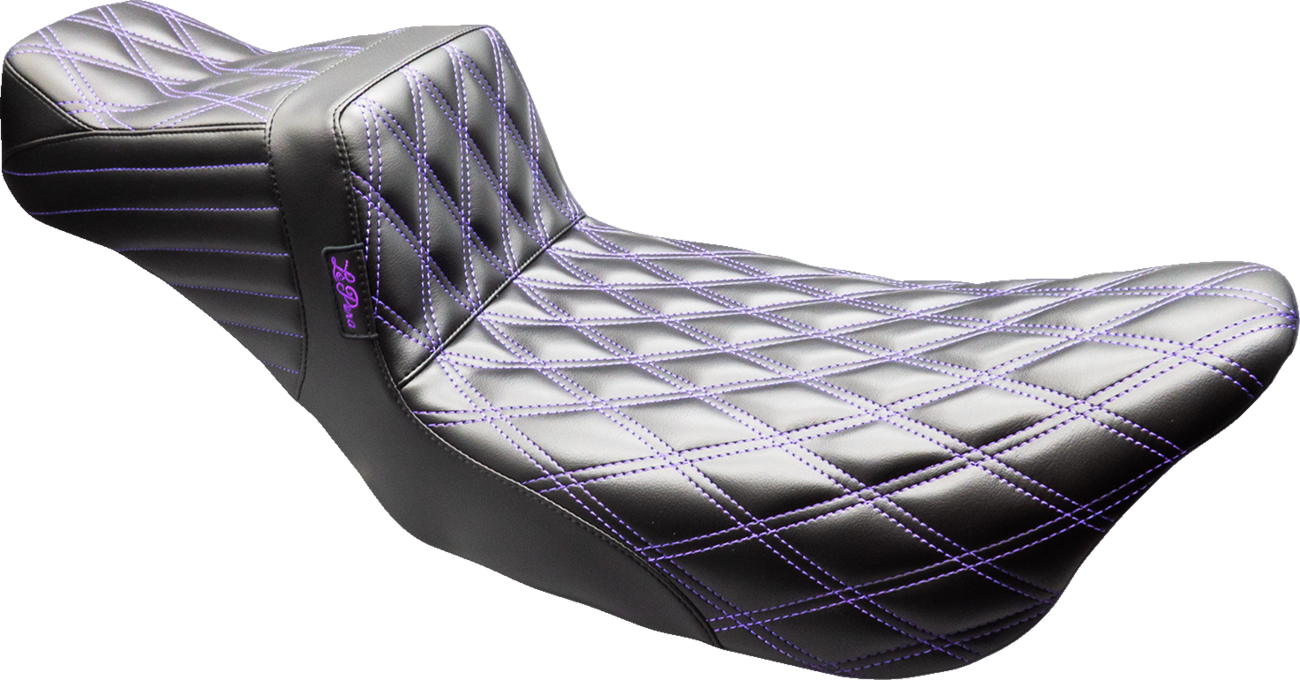 Le Pera Tailwhip Daddy Long Legs Seat - Black - Purple Double Diamond Stitch - FLT/FLH '08-'23