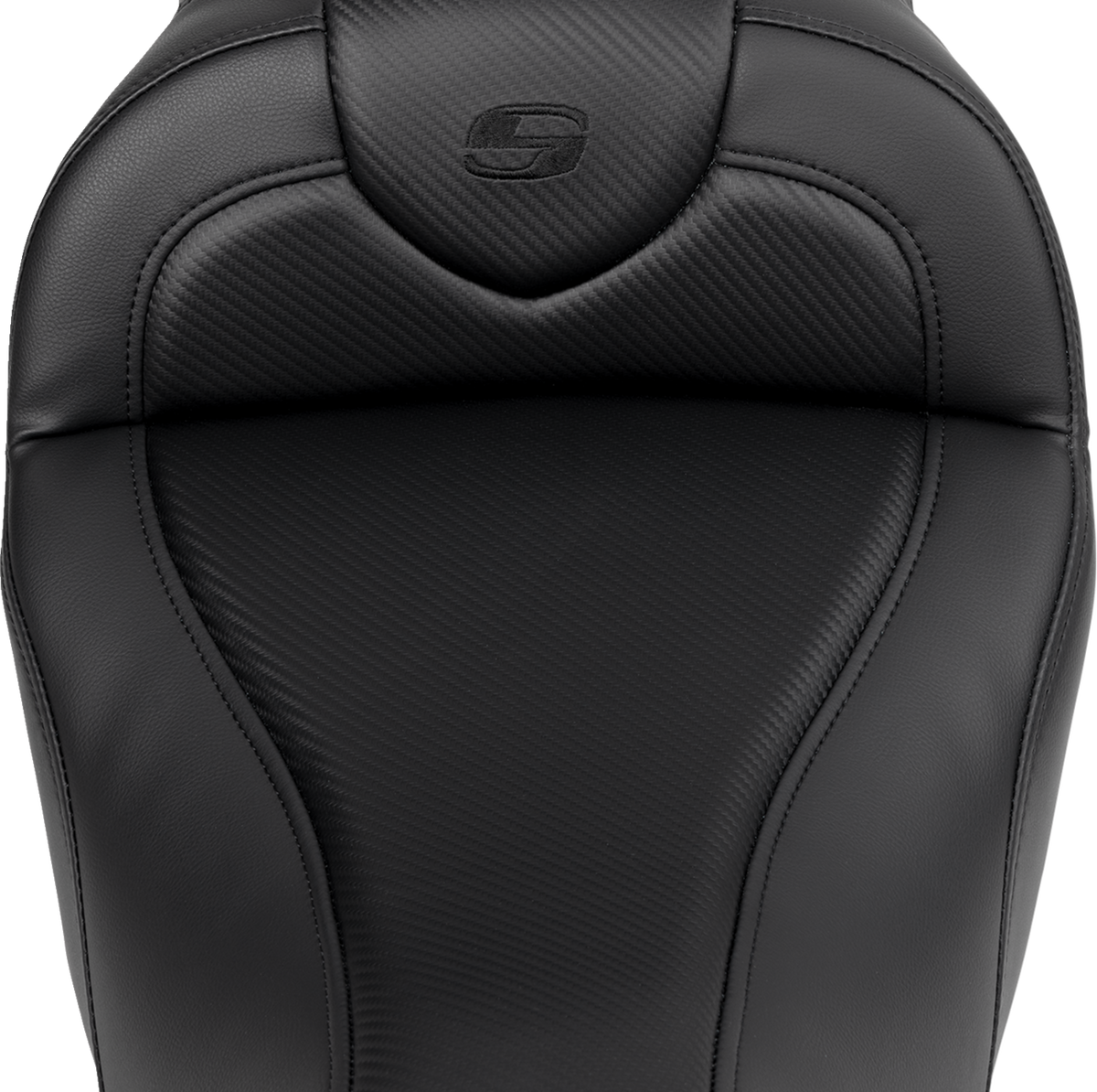 Saddlemen Roadsofa™ Seat - With Backrest - Carbon Fiber - Black Stitch - FL '08-'19