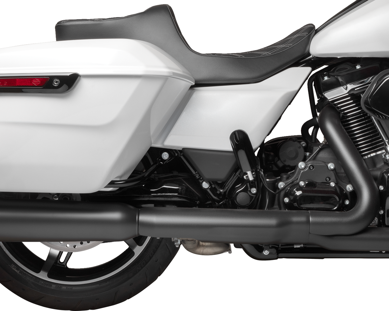 Drag Specialties Seats Predator III 2-Up Seat - Vinyl - Double Diamond - Silver Stitching - FLT/FLH '23-'24