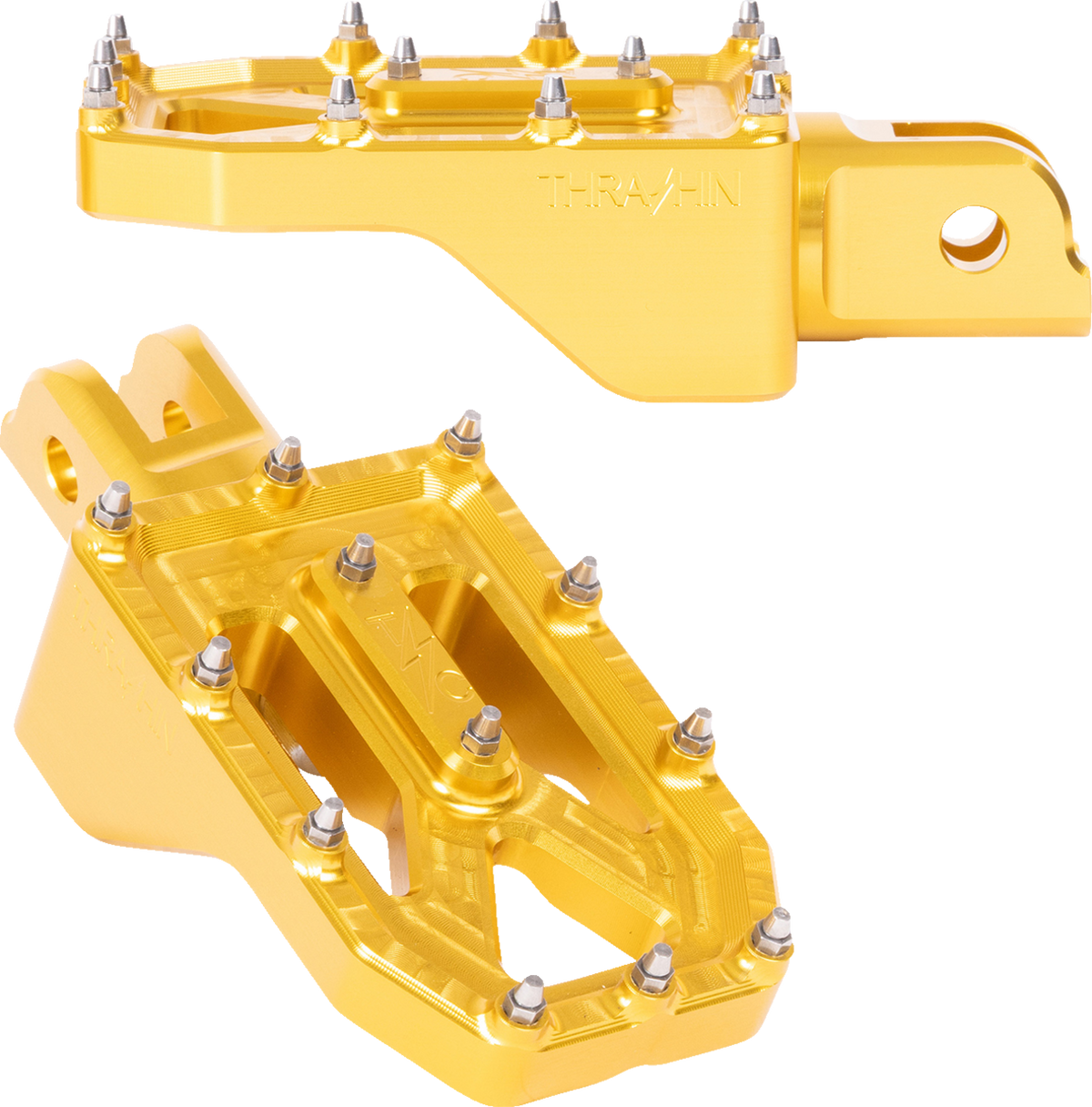 Thrashin Supply CO. Aggressor Foot Pegs - Front - Gold - FL/FX '18-'25