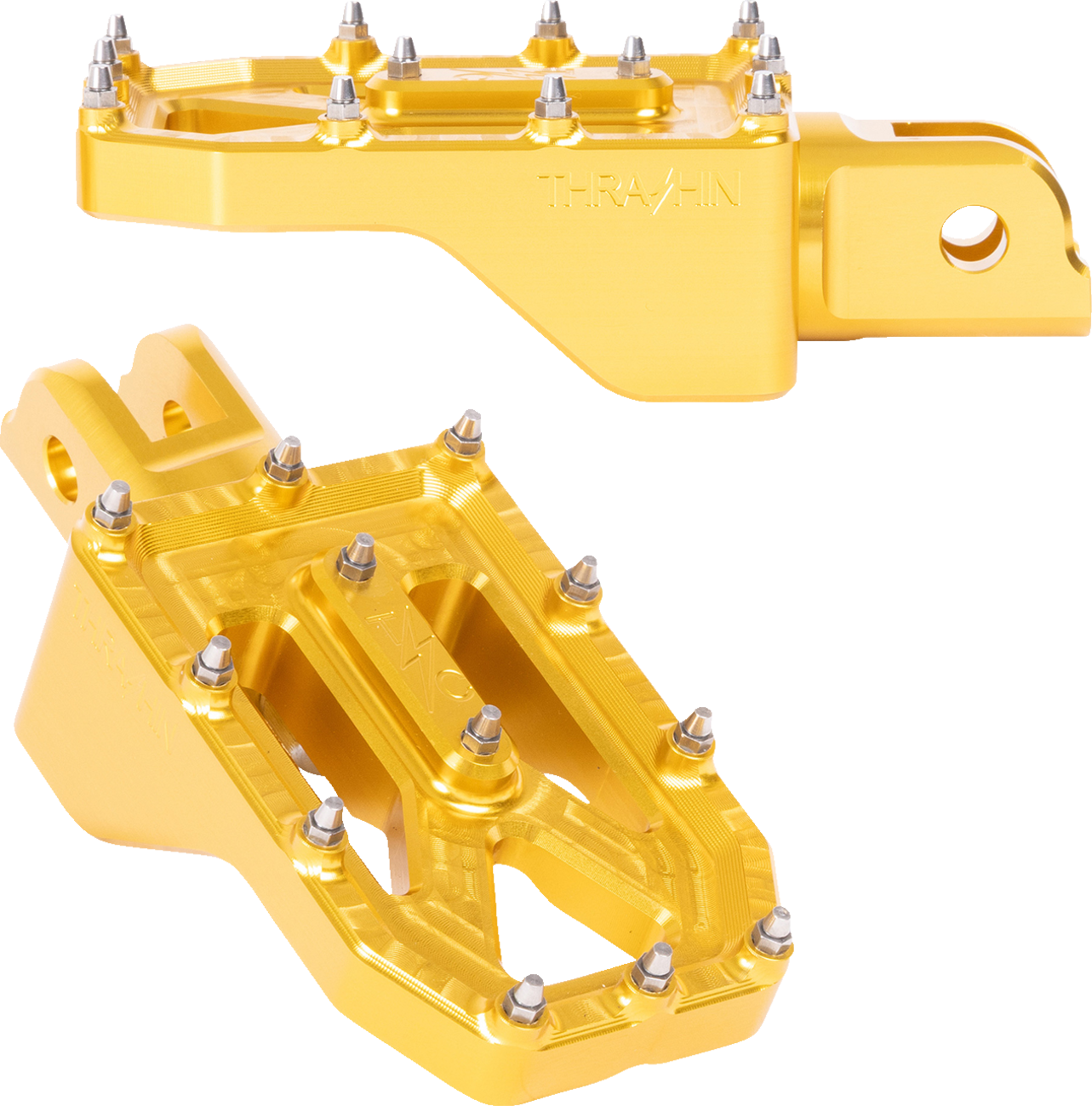 Thrashin Supply CO. Aggressor Foot Pegs - Front - Gold - FL/FX '18-'25