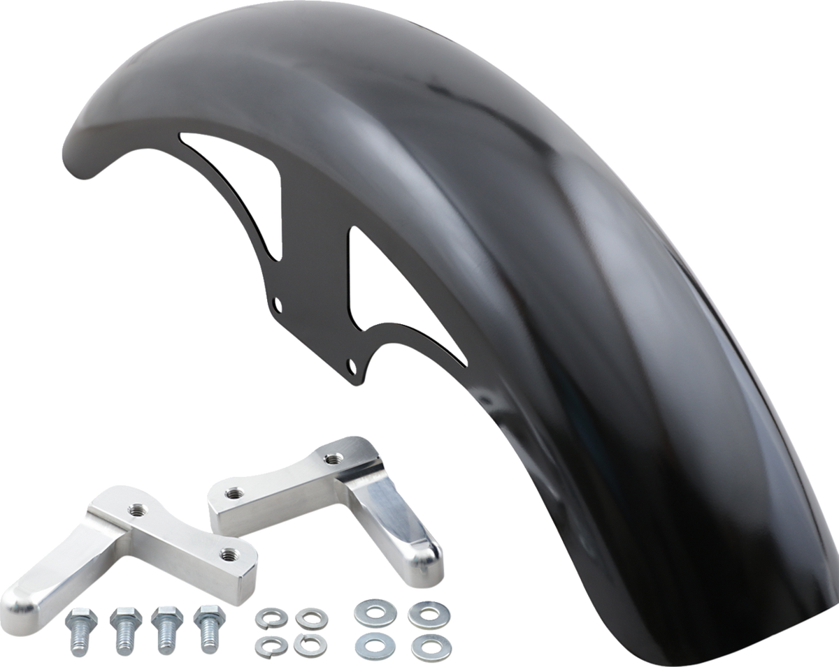 Klock Werks P-Tom Front Fender - Black - 19" - HD Softail