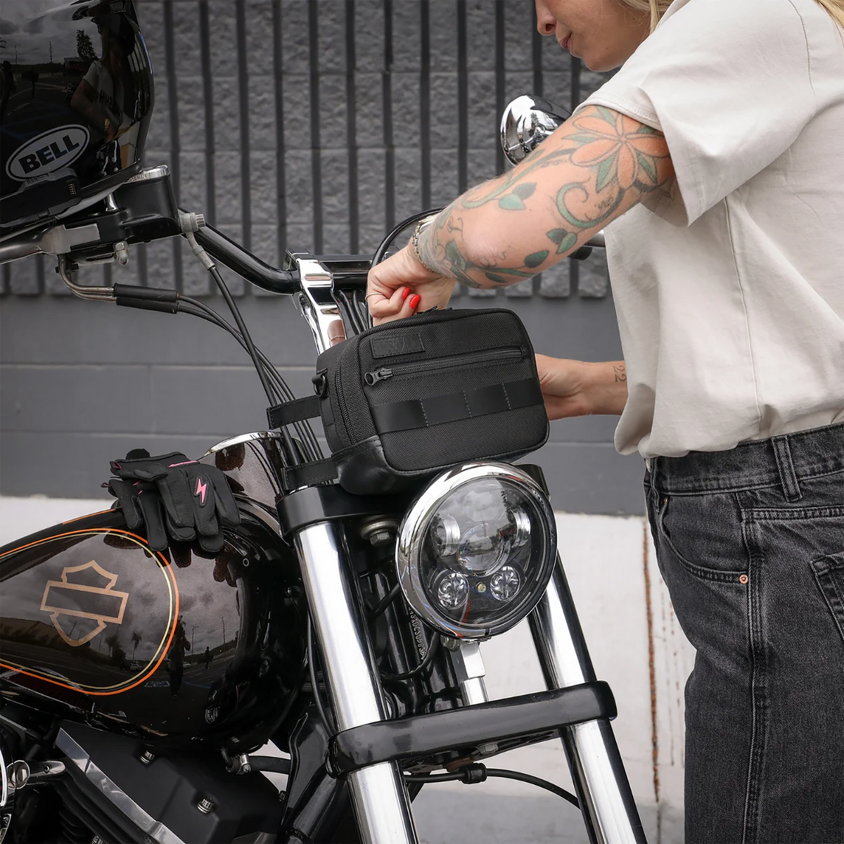 Thrashin Supply CO. Crossbody Handlebar Bag - Black / Pink