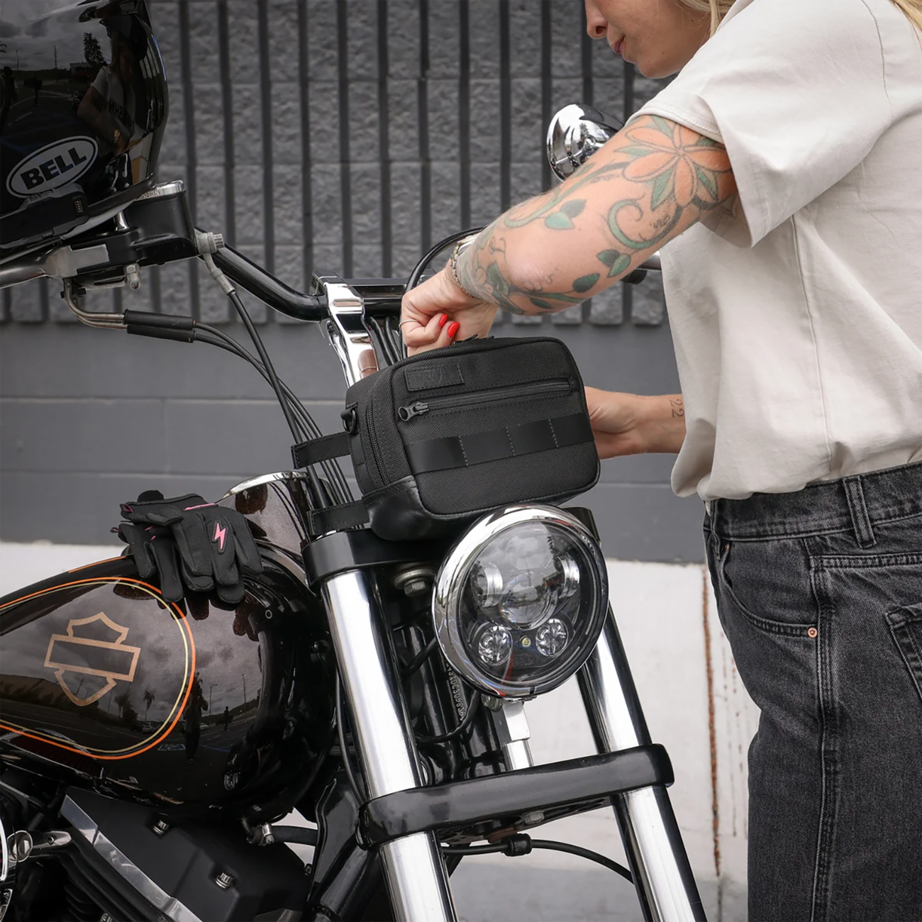 Thrashin Supply CO. Crossbody Handlebar Bag - Black / Pink