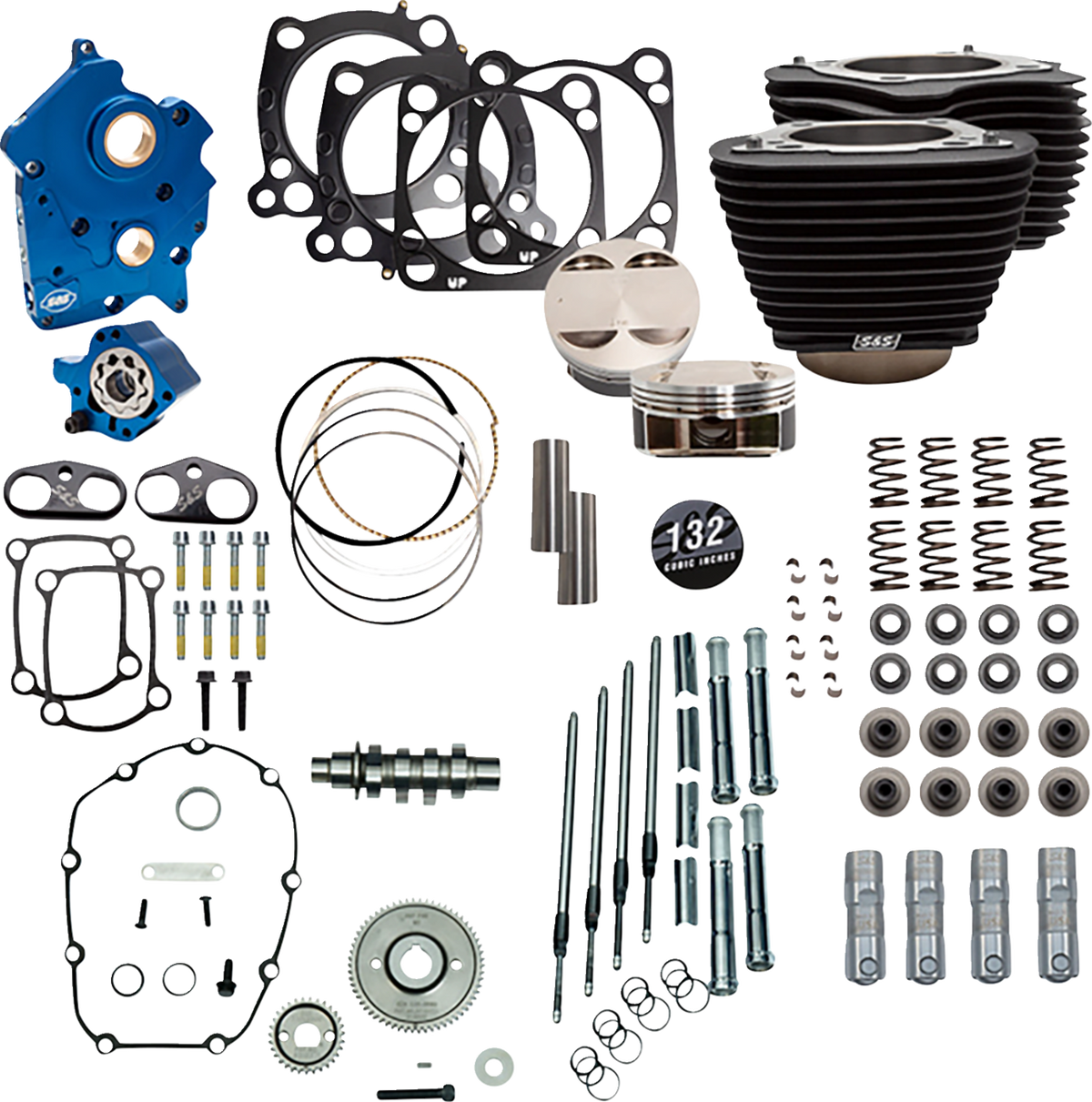 S&amp;S Cycle Power Pack - Oil Cooled - 550G - Wrinkle Black W/O Highlight - Chrome Pushrod Tubes - 114"/117" M8