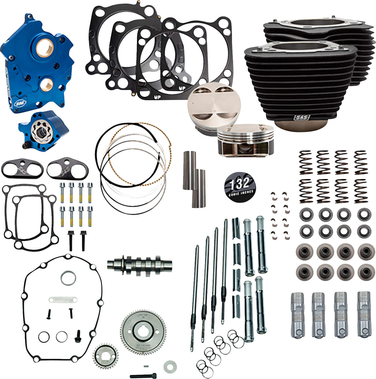 S&S Cycle Power Pack - Oil Cooled - 550G - Wrinkle Black W/O Highlight - Chrome Pushrod Tubes - 114"/117" M8
