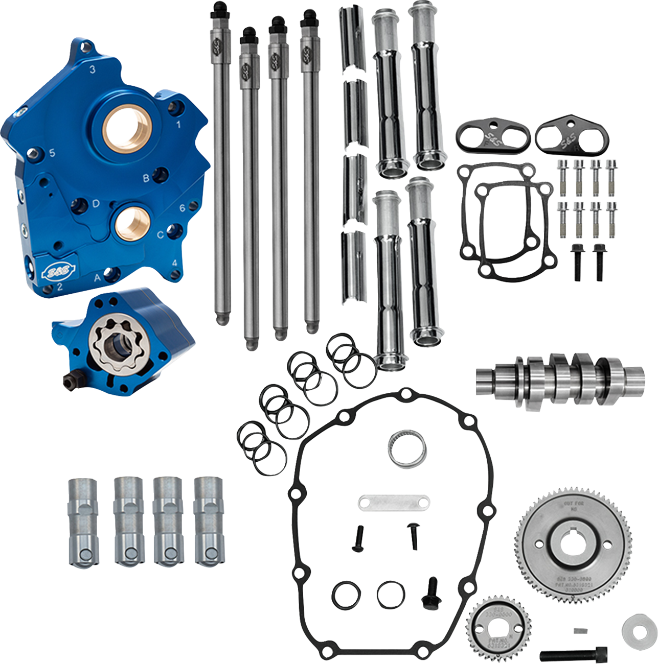 S&S Cycle Cam Chest Kit - Oil Cooled - Gear Drive - 496 Cam - Chrome Pushrod Tubes - M8