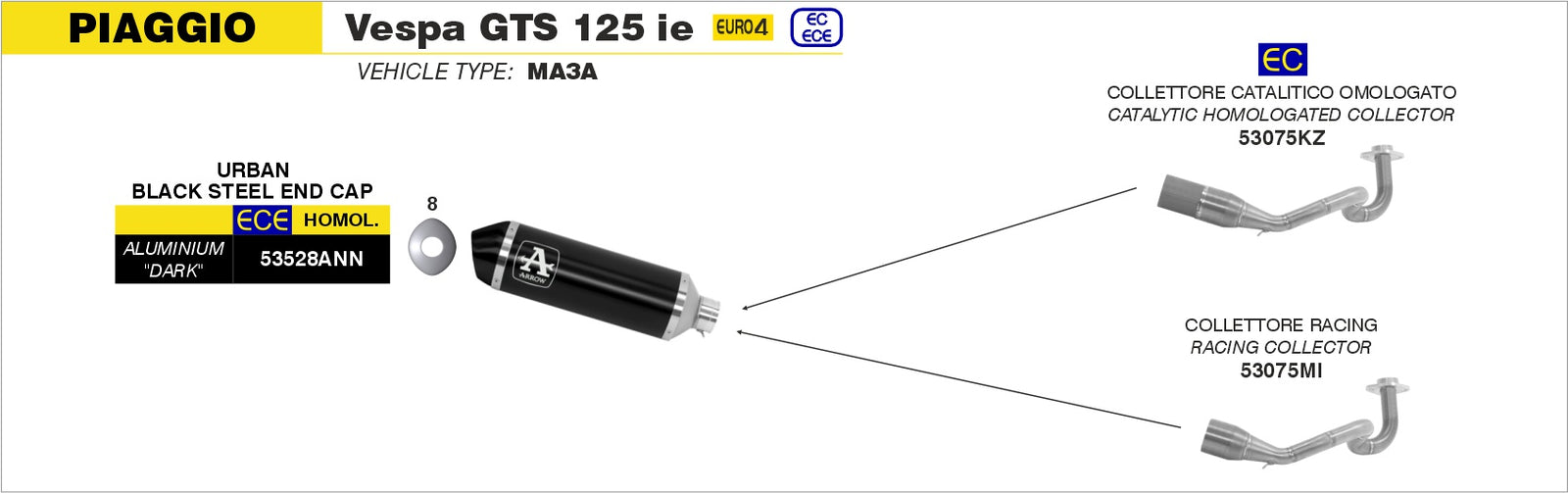 53075KZ Catalytic Homologated Header For Urban Exhaust