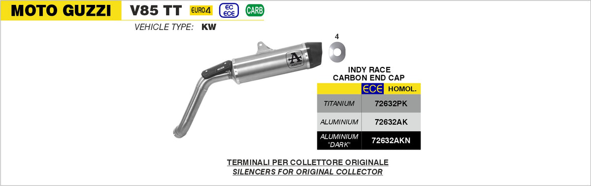 Arrow 72632AKN Indy Race Aluminium Dark Slip On With Carbon End Cap