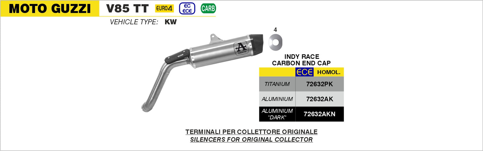 Arrow 72632AKN Indy Race Aluminium Dark Slip On With Carbon End Cap