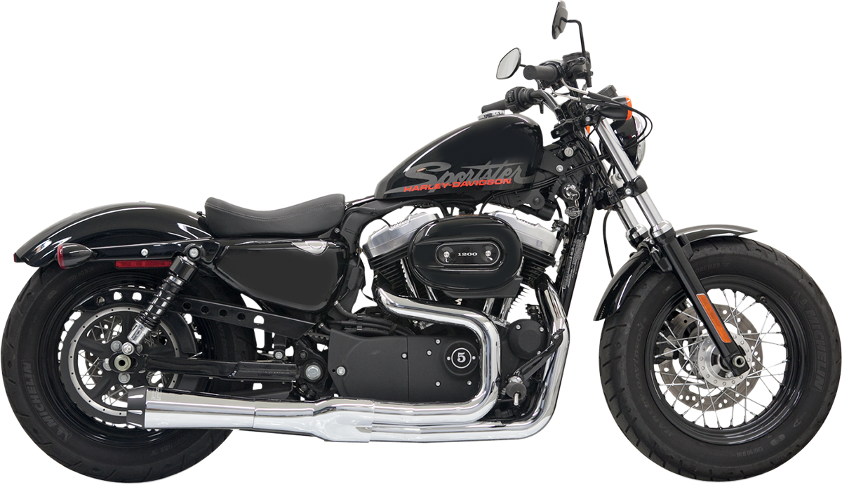 Bassani Xhaust Mega Power Exhaust - Chrome - Short - '04-'13 XL With Mid/Forward Controls