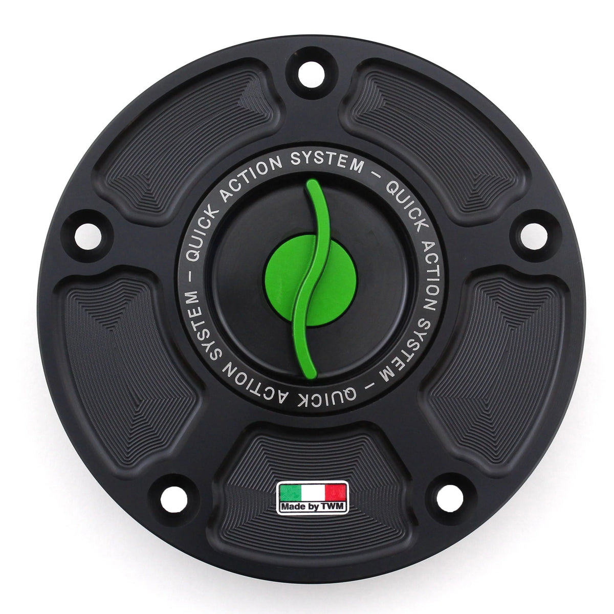 TWM CNC Aluminum Gas Cap / Fuel Cap with Green Center Cap for Kawasaki Motorcycles