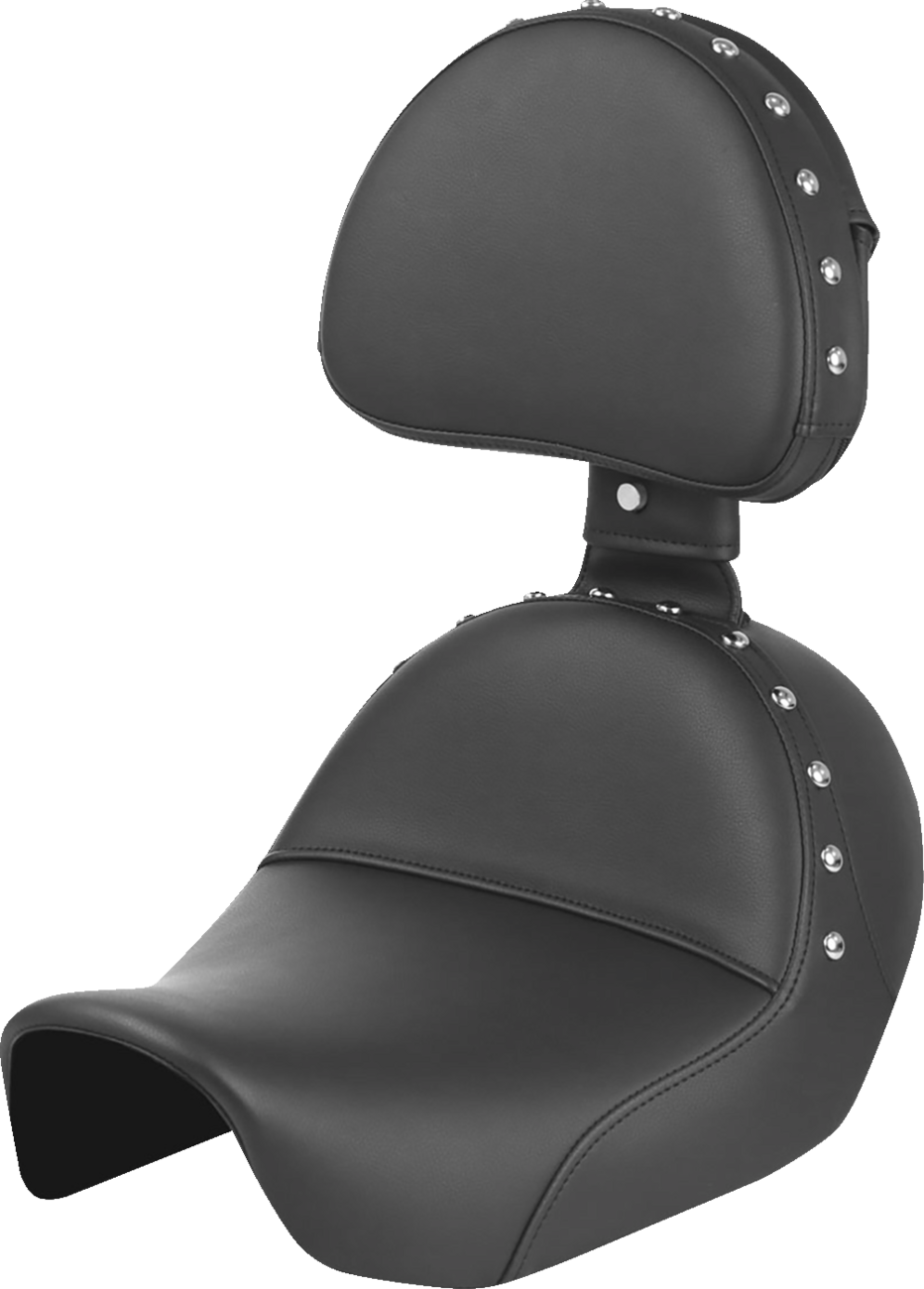 Saddlemen Heels Down Solo Seat - With Backrest - Studded - Black - Dyna