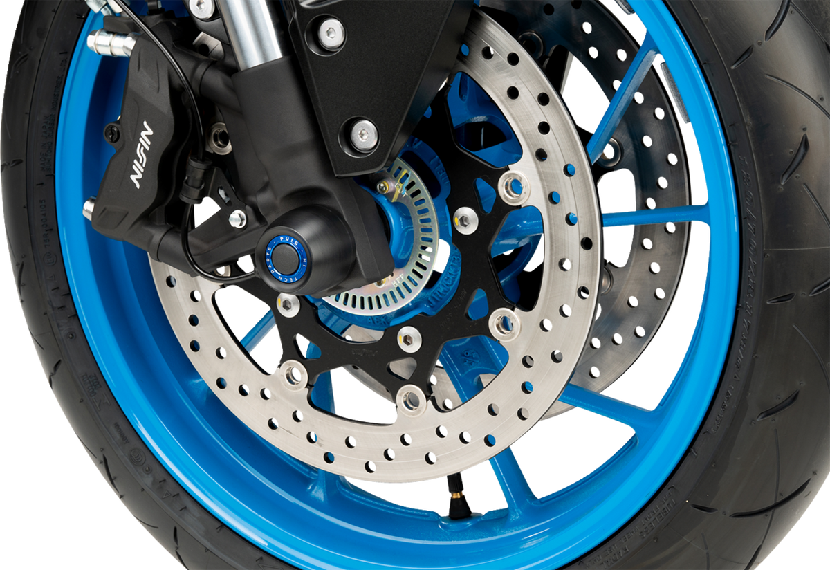 PUIG HI-Tech Parts Axle Sliders - Front - Black - Pair - Suzuki GSX-8R/S