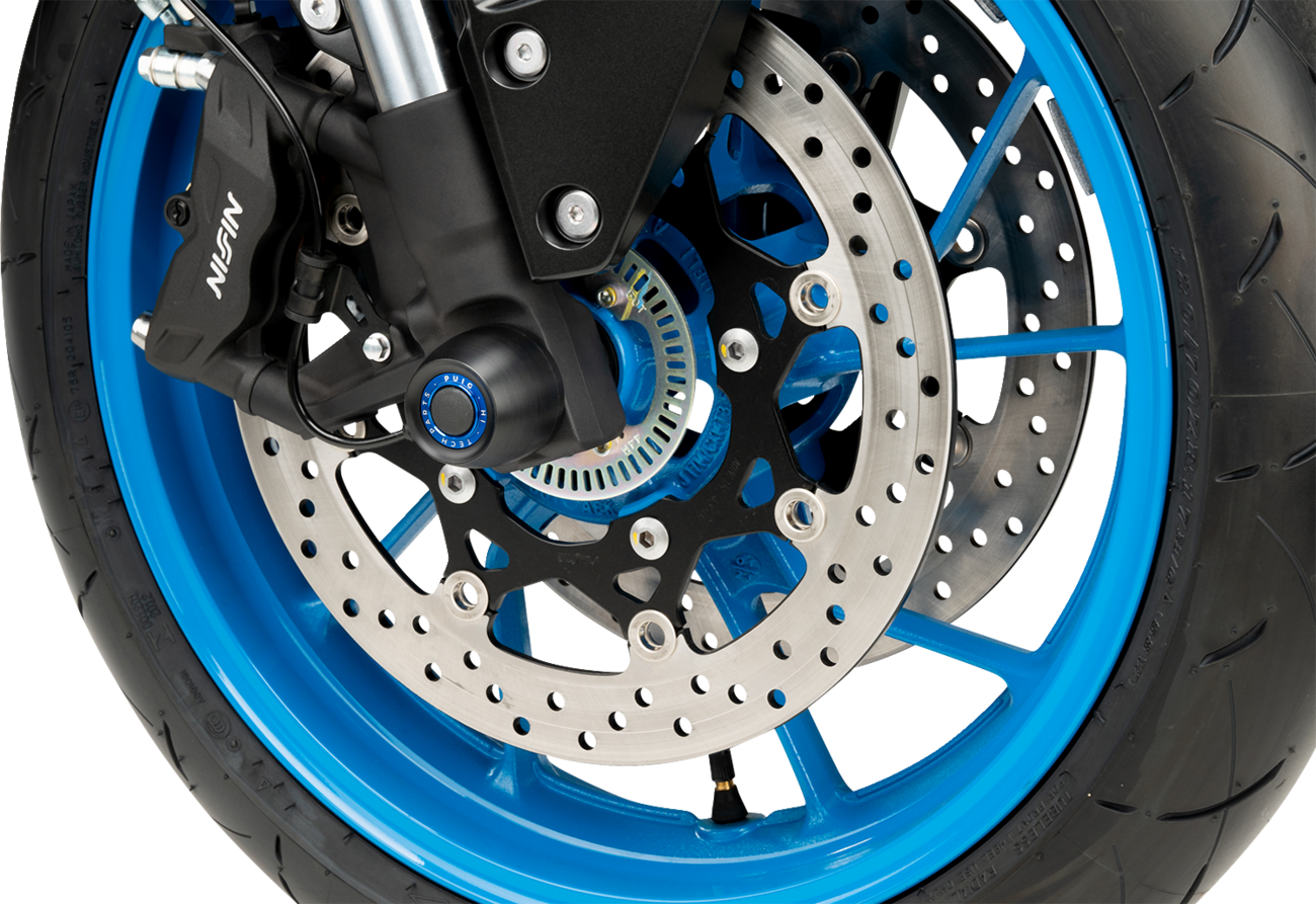 PUIG HI-Tech Parts Axle Sliders - Front - Black - Pair - Suzuki GSX-8R/S