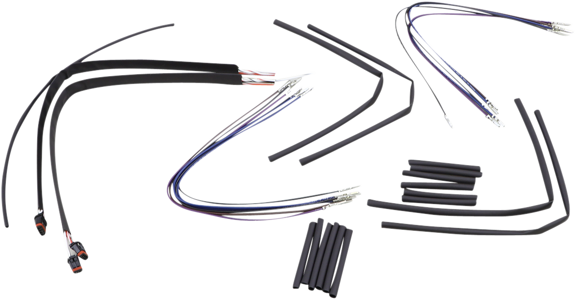 Burly Brand Complete Black Vinyl Handlebar Cable/Line Kit For Ape Hangers - 14" - ABS - '12-'17 Dyna
