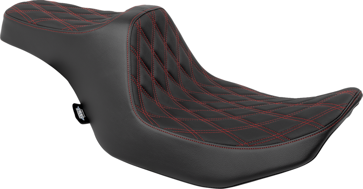 Drag Specialties Seats Predator III Seat - Double Diamond - Red Stitched - FLT/FLH '23-'24