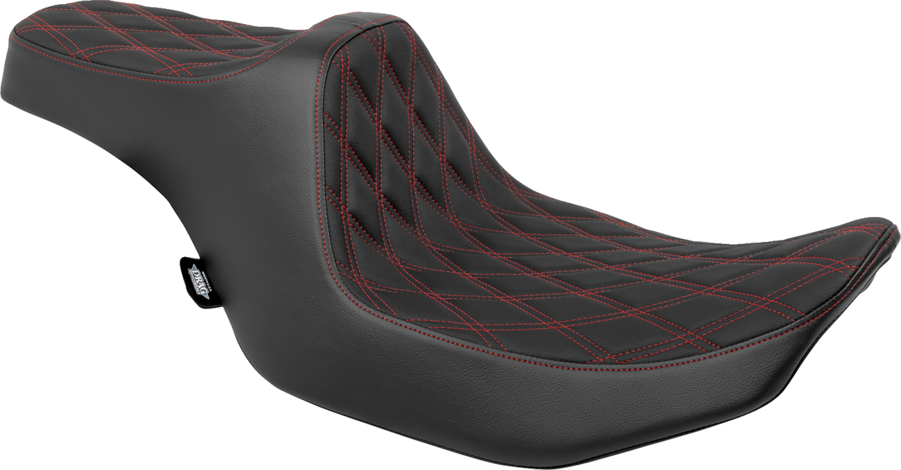 Drag Specialties Seats Predator III Seat - Double Diamond - Red Stitched - FLT/FLH '23-'24