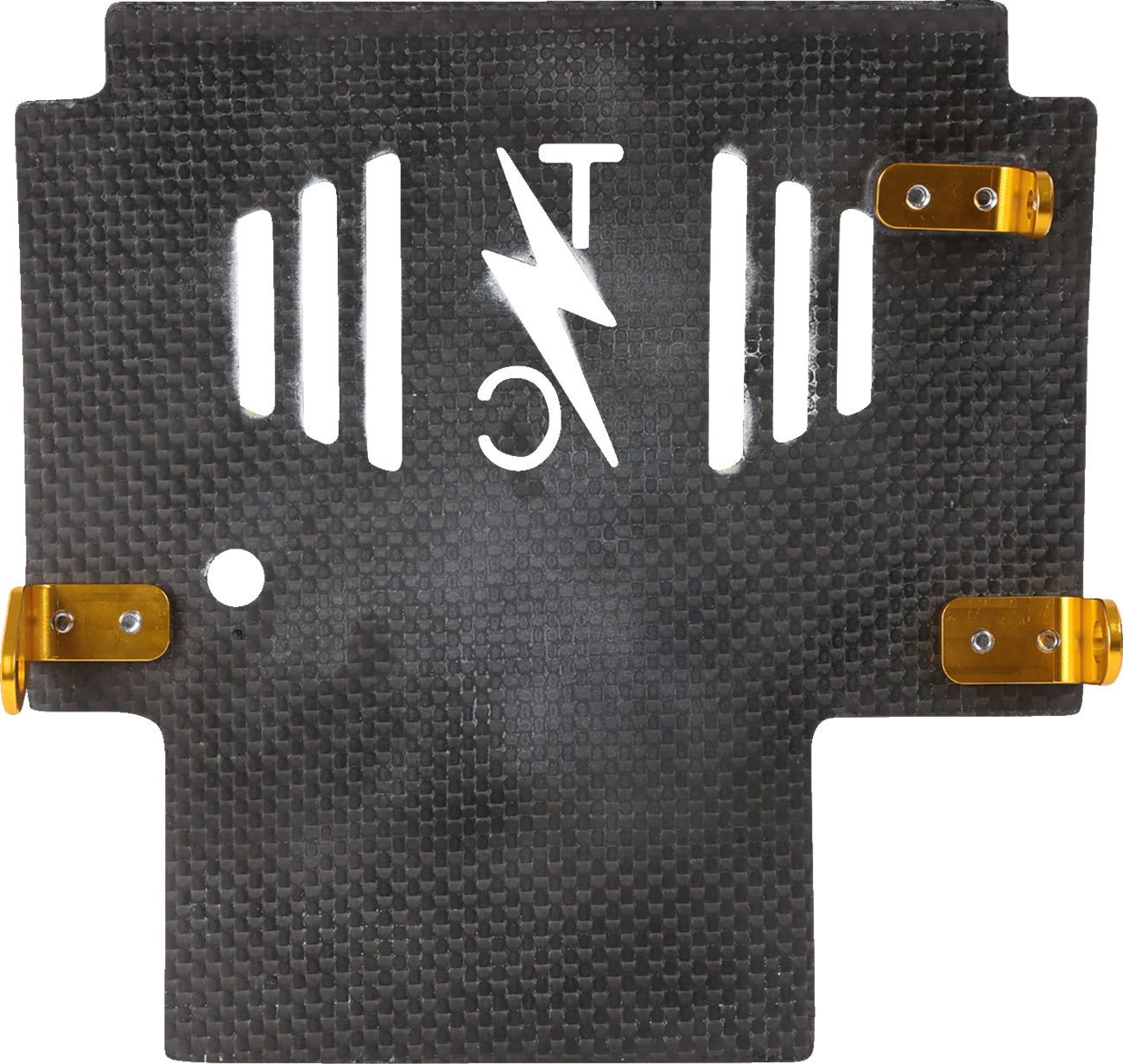 Thrashin Supply CO. Skid Plate - Carbon Fiber/Gloss - With Gold Brackets - FLHX/FLTRX
