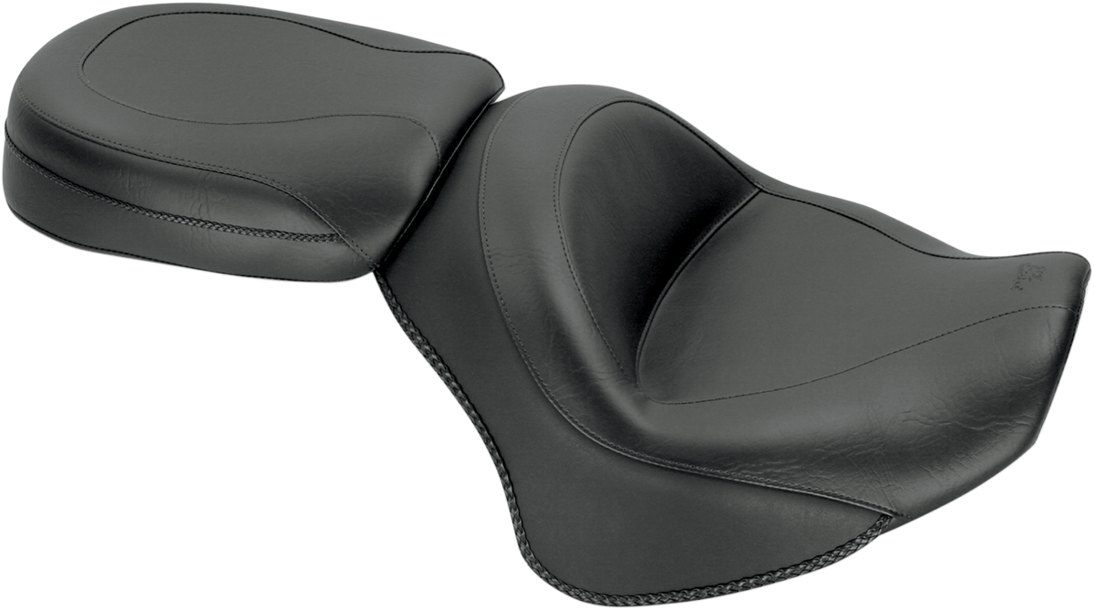 Mustang Seat - Vintage - Wide - Touring - Without Driver Backrest - Two-Piece - Smooth - Black - Stryker